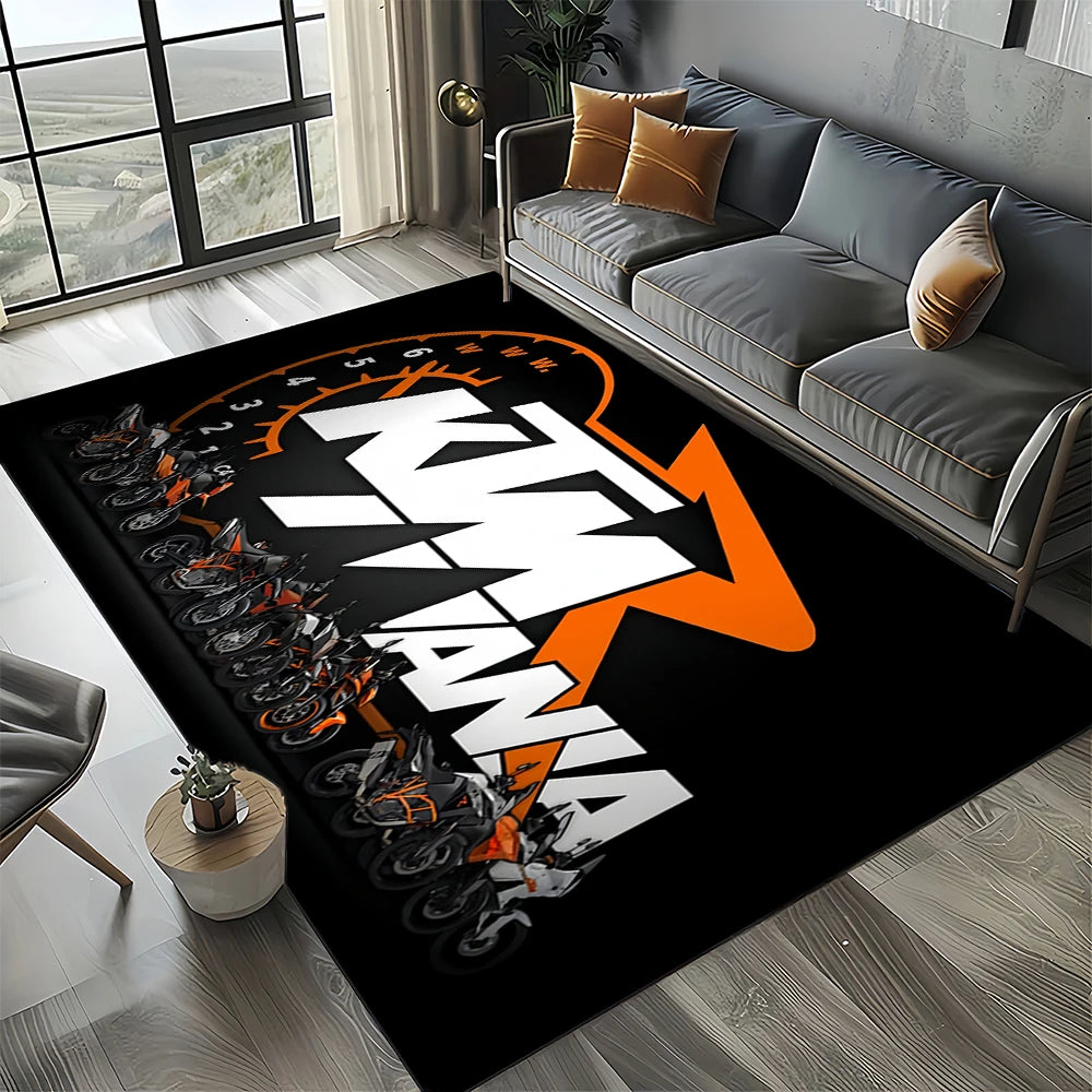 Racing Car K-KTM Motorcycle Carpet Rug for Living Room Bedroom Home Sofa Decoration,Kids Play Area Rug Non-slip Floor Mat Gift