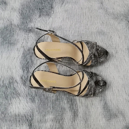 Women Sandals Catwalk Shows 14CM Open Toe Platform High Heels Snake Pattern Stilettos Sexy Ankle Strap Gladiator Party Shoes