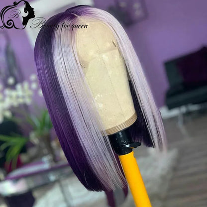 Transparent 13x4 Lace Frontal Wigs Cosplay Ombre Red Purple Brazilian Colored Human Hair Wig High Quality For Women Wear And Go