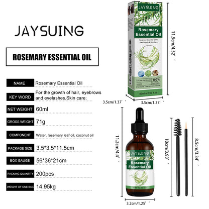 Rosemary Essential Oil 60ml Hair Growth Serum Scalp Treatment Skin Care Anti Aging Vitamin E Enriched for Thicker Hair Glowing