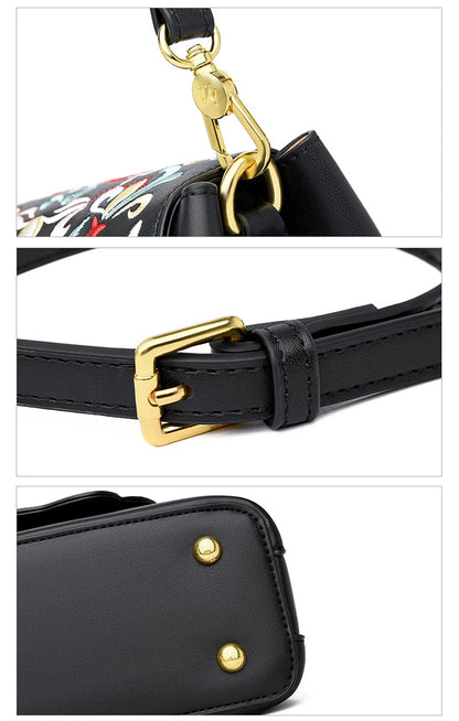 Fashion Embroidery Shoulder Bag Women Designer High Quality Leather Handbag Purse Ladies Small Crossbody Messenger Bag Female