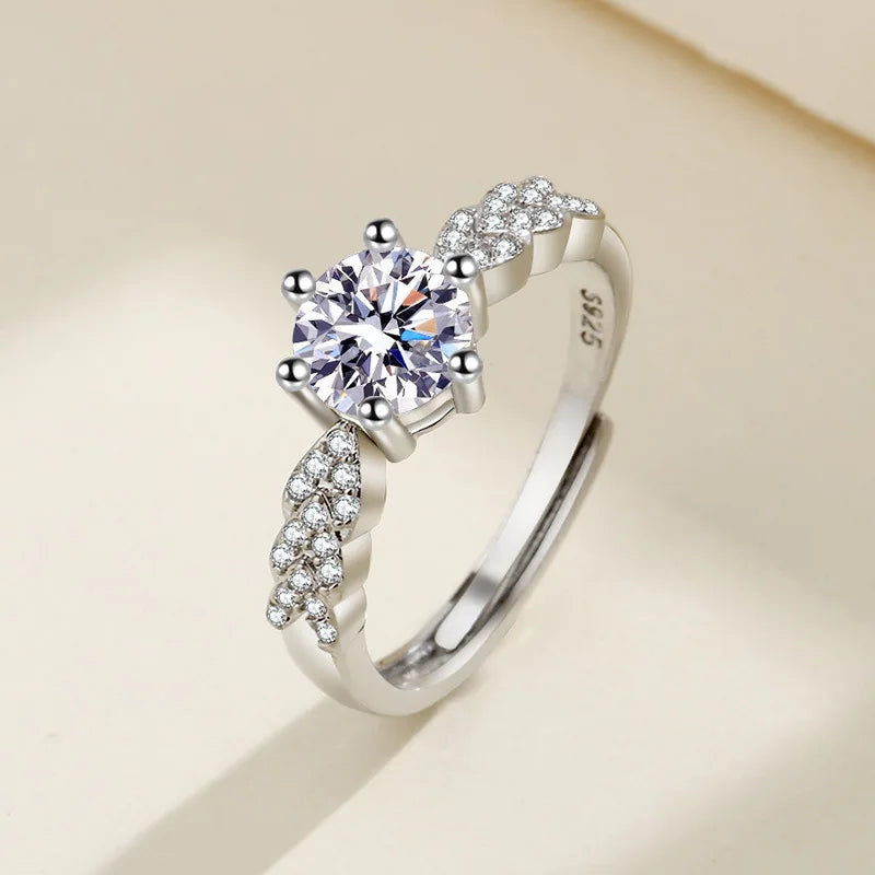 925 Sterling Silver Ring Heart AAA Zircon Open adjustable Engagement For Women Wedding Fashion Jewelry Party Gifts