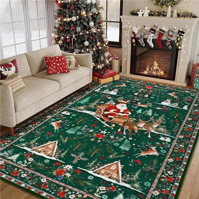 Christmas Day living room decoration red carpet large area rugs for bedroom Washable lounge floor mat Anti-slip bedside soft rug