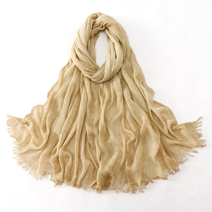 Women Crinkle Modal Rayon Hijab Muslim Scarf Shawls Solid Color Headband Femme Breathable Headwrap Turban Ramanda 180*70cm