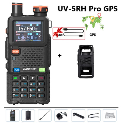 Baofeng UV-5RH Pro GPS Walkie Talkie 10W High Capacity Type-C Charger Falling Alarm NOAA Weather Channel 640CH Upgrade of UV-5RM