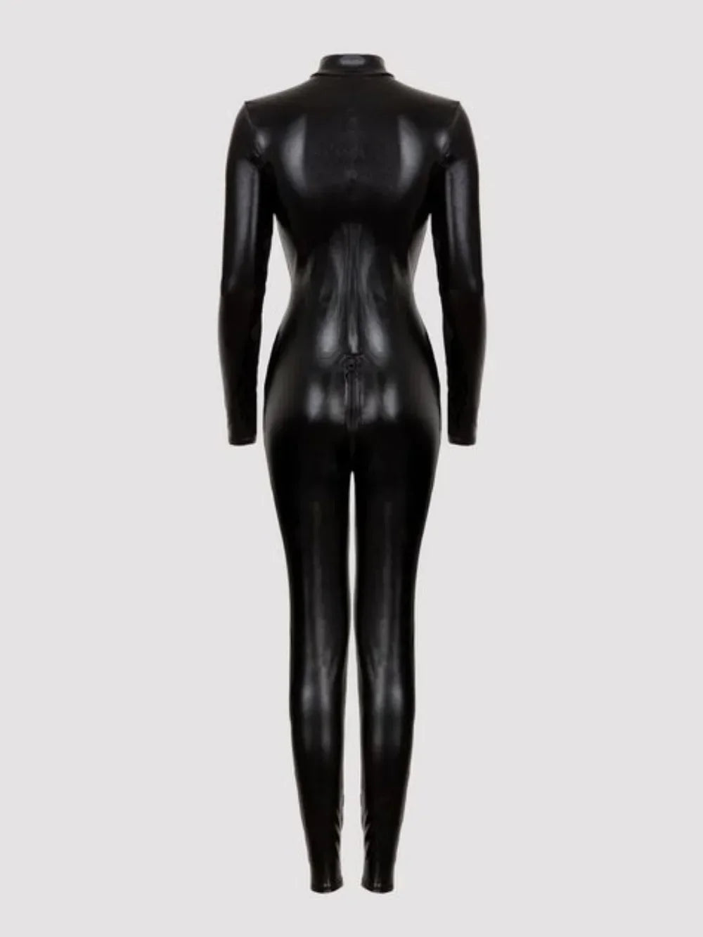 Women's Leather Catsuit Sexy Glossy Zipper Bodysuit Multicolor Mature Long Sleeve Jumpsuit Bodysuit