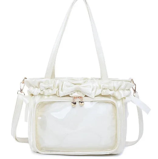 DIY Anime Badge Crossbody Shoulder Bag Subculture Ruched JK Uniform Bolso Mujer Сумки 2026 Lolita Women Ita Bags PU Clear Window
