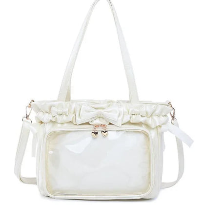 DIY Anime Badge Crossbody Shoulder Bag Subculture Ruched JK Uniform Bolso Mujer Сумки 2026 Lolita Women Ita Bags PU Clear Window