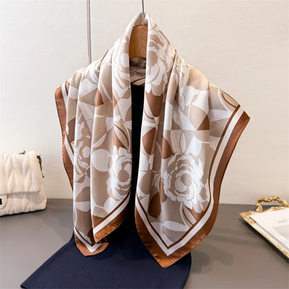 70*70cm Zebra Stripes Print Head Scarf for Women Silk Square Scarves Foulard Bandana Fashion Decorate Hijab Female Neckerchief