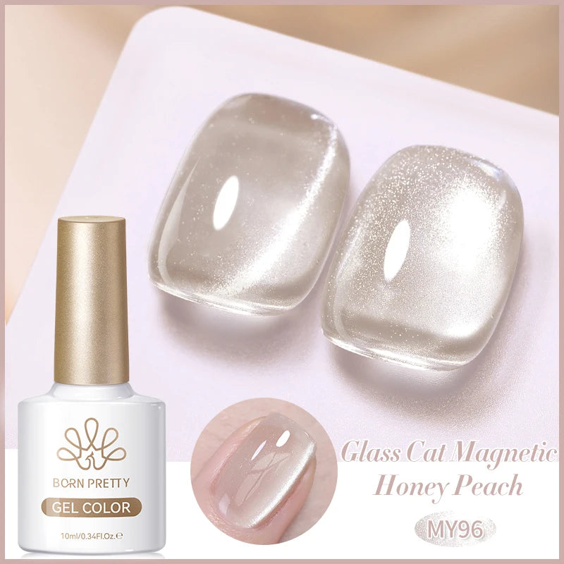 BORN PRETTY 10ml Cat Magnetic Gel Nail Polish Moonlight Glass Bead Water Light Crystal Soak Off UV Varnish For DIY Nail Art