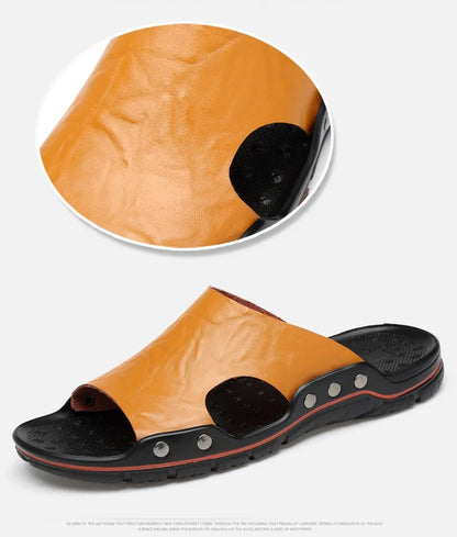 Men Summer Slippers Breathable Luxury Sandals Shoes Beach Classics Leather Mens Slippers Outdoor Flip Flop Indoor Slides Man