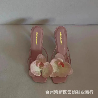Spring and Autumn New Luxury Women's High Heels Sandals Elegant Style Flower Toe High Heels Slippers Casual Summer Women's Shoes