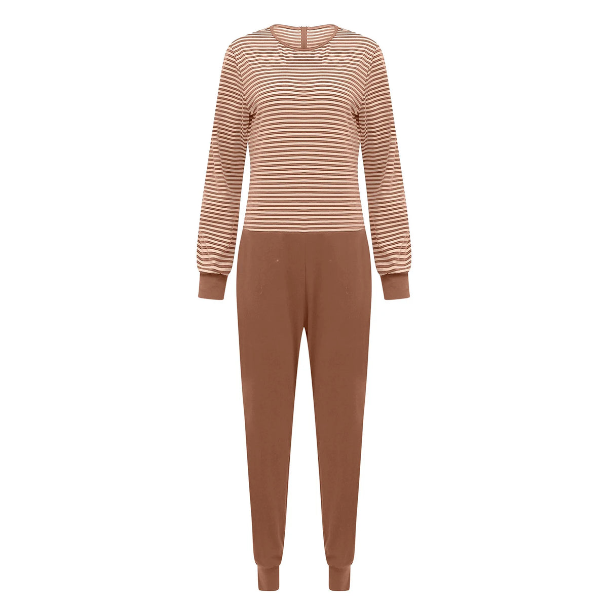 Elderly Men Women Anti-Strip Adaptive Jumpsuit Long Sleeve Striped Zipper One-piece Rompers for Special Needs and Disabilities
