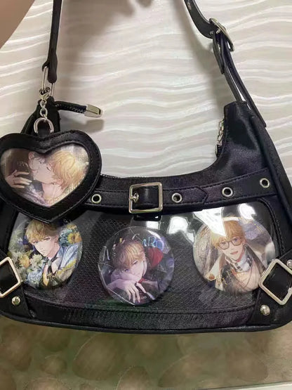 Inner Spicy girl small ITABAG ancient shoulder bag New trendy Y2k Japanese ita bag PU +Nylon cloth women's bags