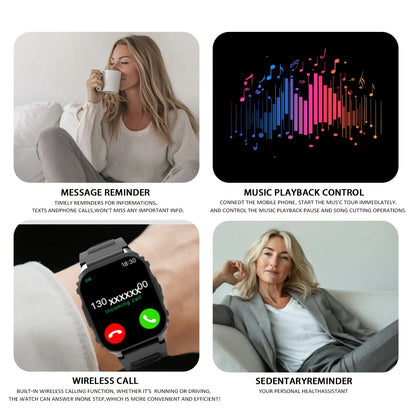 New Lightweight Casual Running Smart Watch, SMS Alerts, Wireless Calling, Changeable Watch Faces, Fitness Monitor, Music Playback, Weather Forecast,Suitable for Iphone & Android