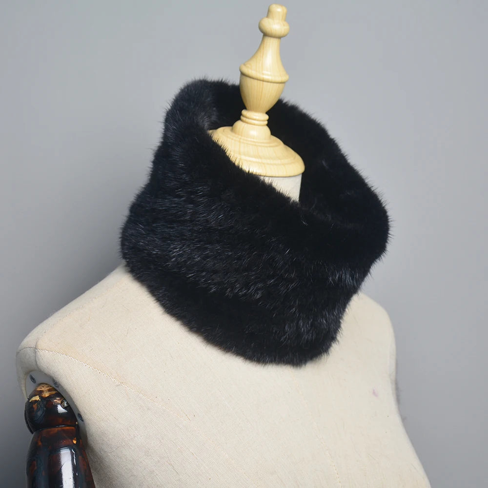Winter Ring Scarf Women Real Fur Mink Warm Fashion Female Loop Mink Scarves 2026 For Women Knitted Ring Scarfs