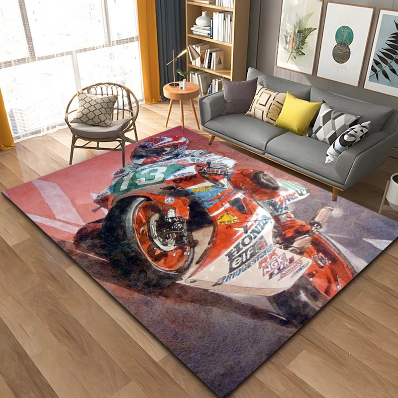 Motorcycle GP Mountain biking Speed Doormat Rug Carpet Mat Footpad Bath Mat Polyester Non-slip Kitchen Bedroom Washable