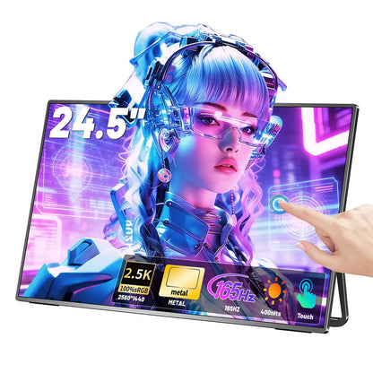 Sibolan 24.5" 2.5K Touchscreen Portable Monitor 165Hz 100% sRGB 400nit Metal Body Gaming Laptop Display Extender For Win & Mac