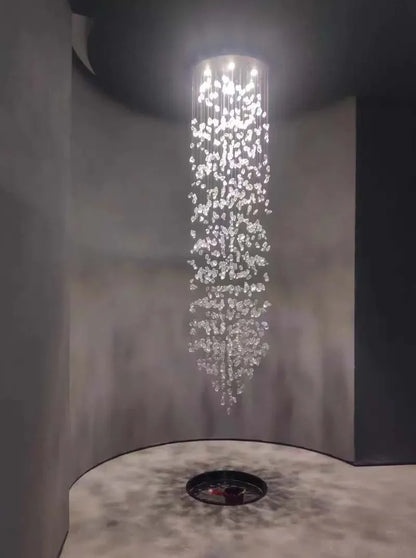 Crystal Stone Hanging Lamp Large Luxury Led Chandelier Staircase Living Room Light Fixture Long Hallway Lobby Indoor Home Lustre