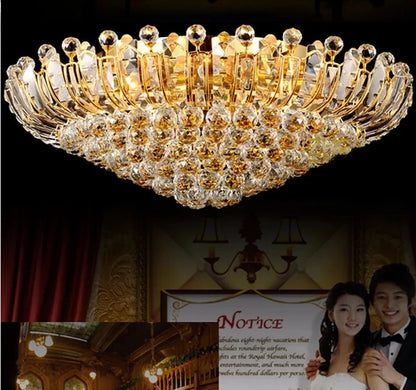 European Luxury Crystal Ceiling Round Chandelier Living Room Lights LED Lighting Bedroom Ceiling Lights