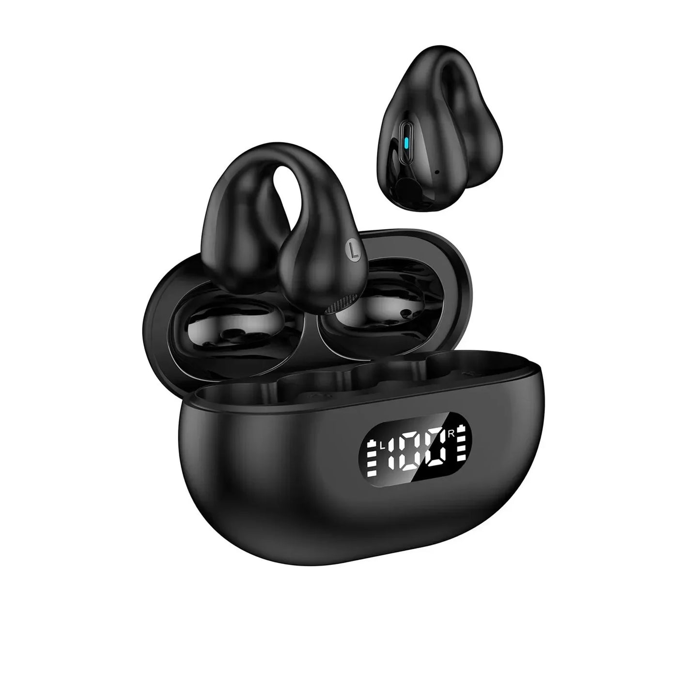 NEW TWS Q80 Wireless Headphones Bluetooth 5.3 Bone Conduction Earphones Earclip Design Touch Control Led Earbuds Sports Headsets
