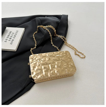 Luxury Golden Evening Bags For Women Wedding Dinner Party Chain Shoulder Cross Body Bag 2024 Designer Purses And Handbags