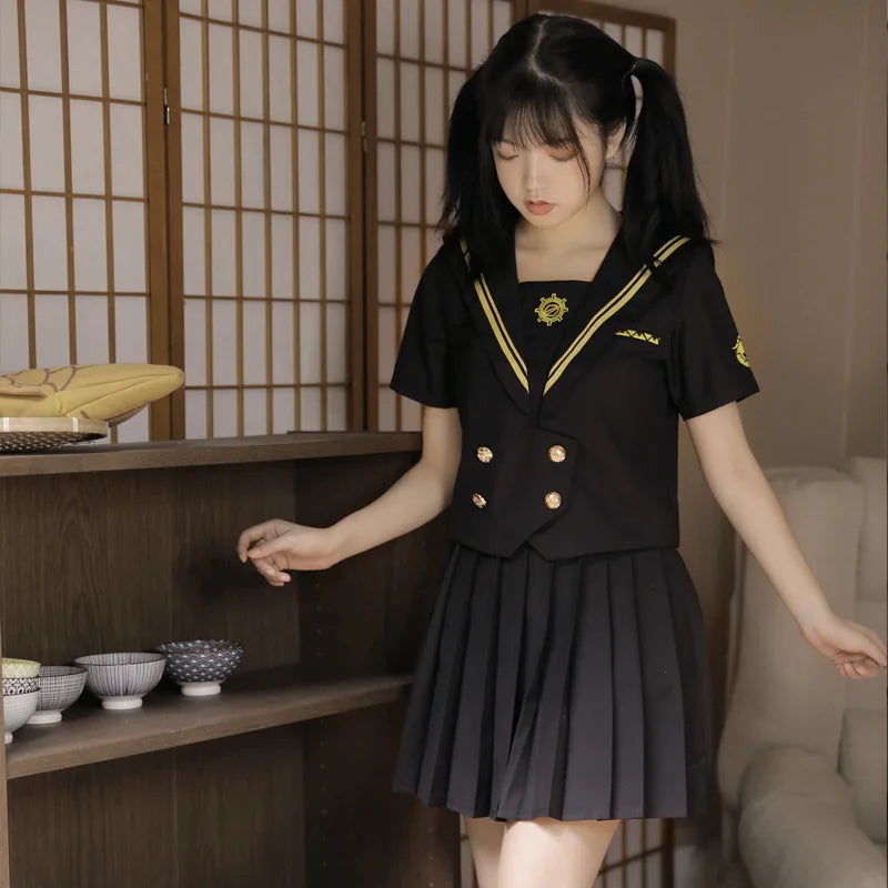 Japanese School Uniforms Student Plus Size S-3xl Student Girls Costume Cute Women Sexy JK Suit Sailor Blouse Pleated Skirt Set