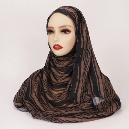 1Pcs Watercolor Print Lady Hijab Women Bohemian Soft Islam Ramadan Muslim Hijabs Foulard Femme Shawl Wrap Scarf Headscarf