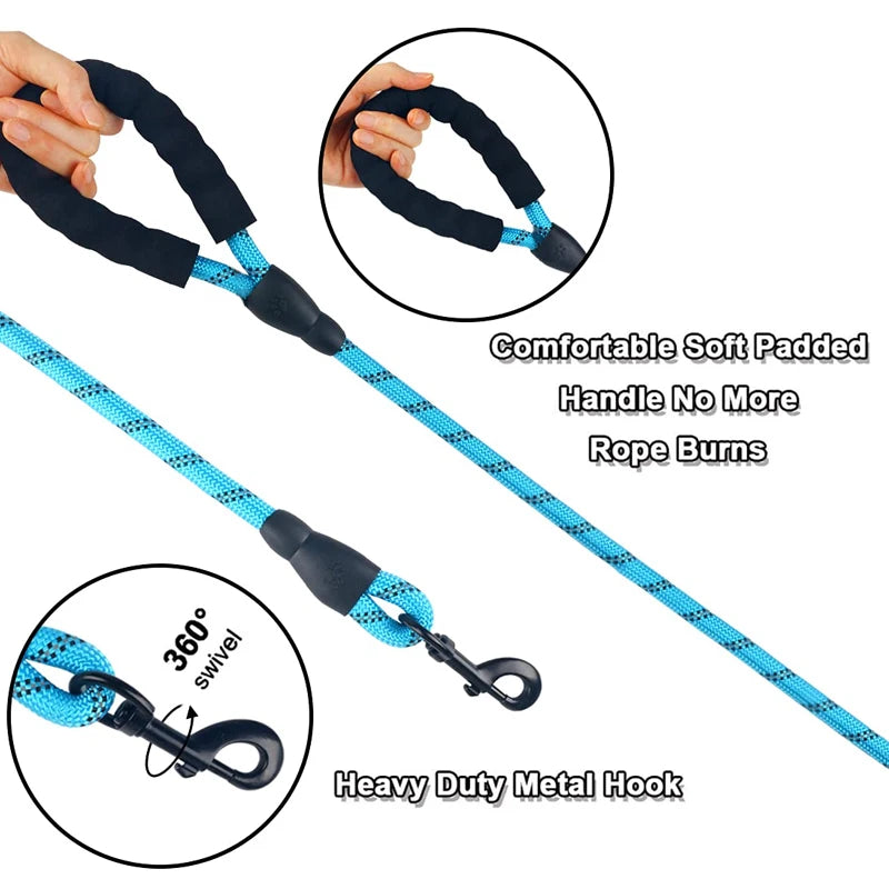 3M Pet Reflective Nylon Tow Rope Non Slip Foam Handle Pet Adjustable Towing Ropes Large MiddleSmall Dogs Outdoors Pet Supplies