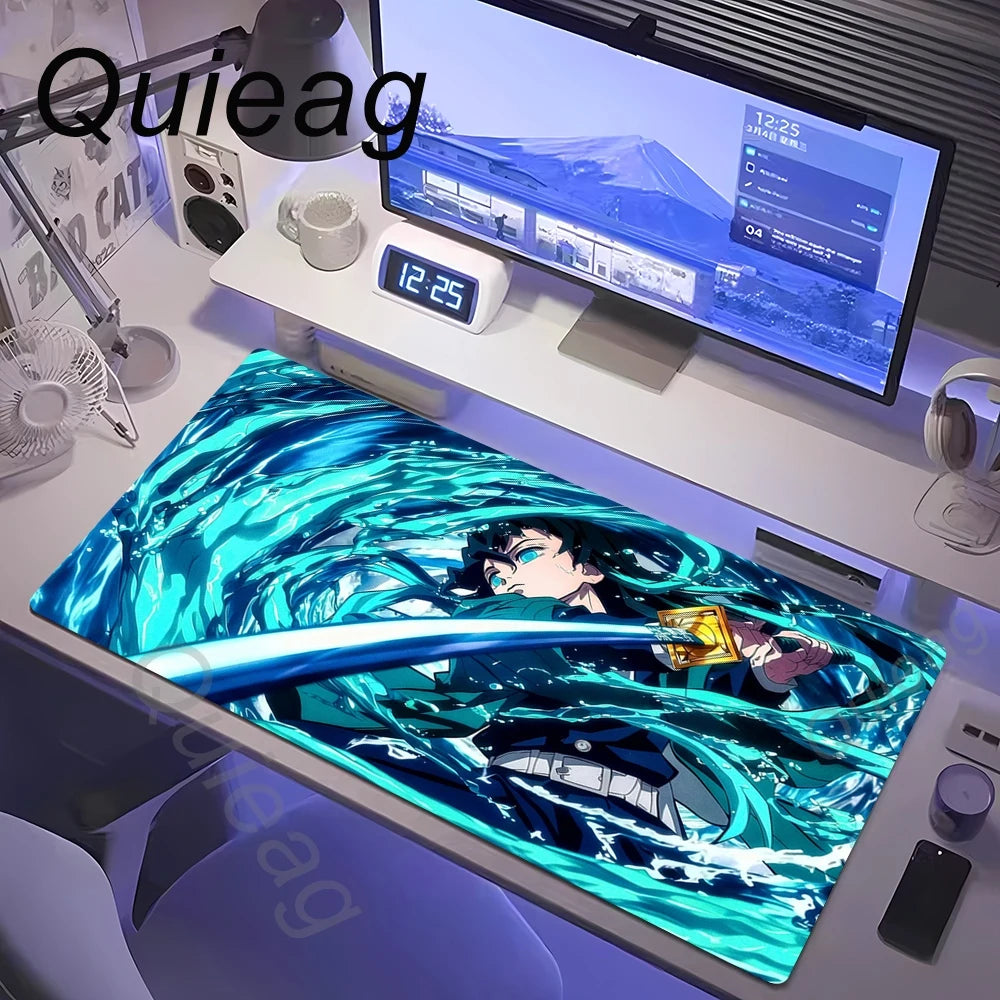Anime Large Mouse Pad Demon Slayer Nezuko Cute Mousepads Kawaii Table Mats Office Accessories Deskmat Rubbe Lockedge Mouse Mat