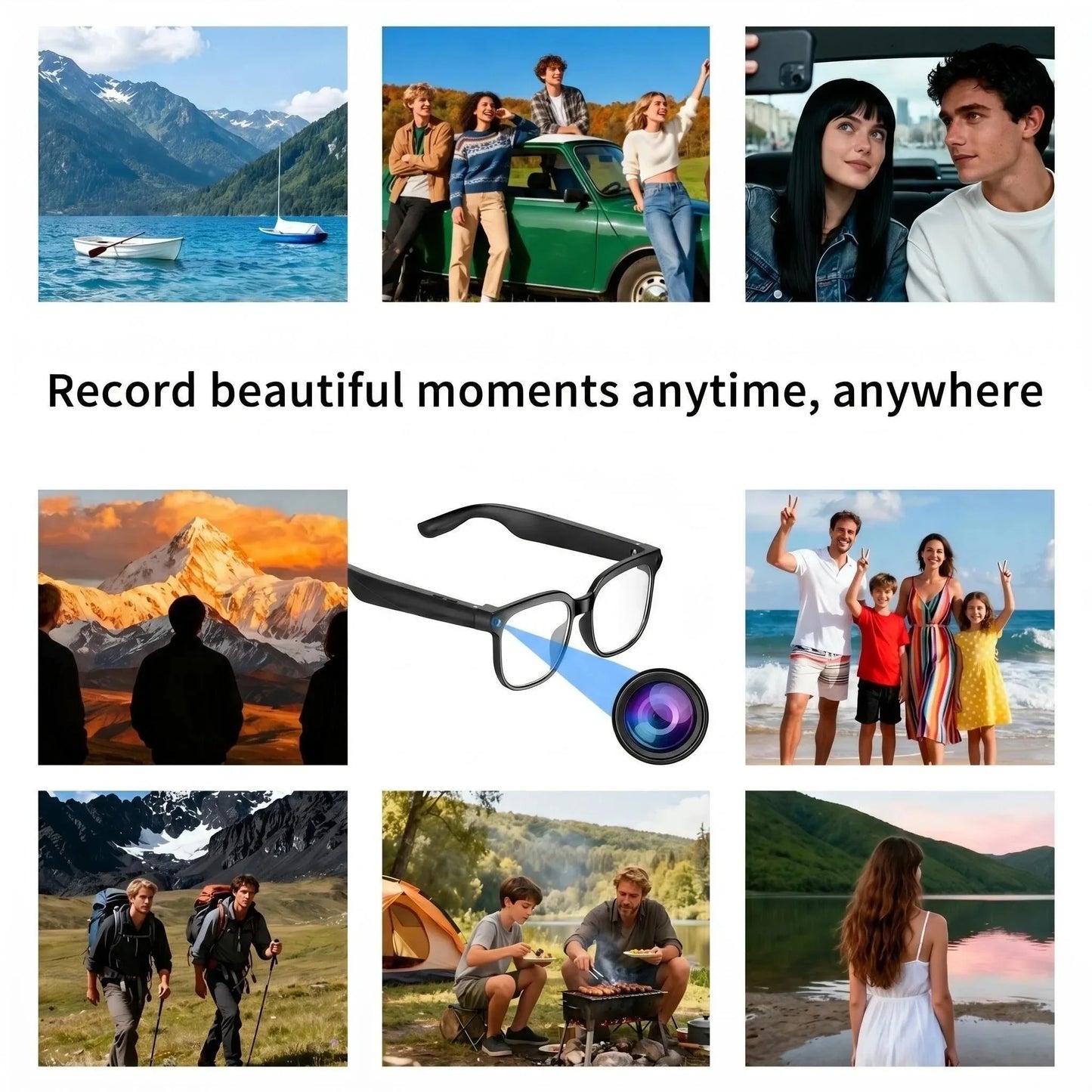 800W HD AI Smart Glasses with Camera, 1080P HD Video Recording, AI Assistant, Real-Time Translation, with Color-Changing Lenses
