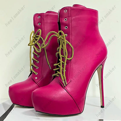 Sukeia Handmade Women Winter Ankle Boots Round Toe Sexy Stiletto Heels Pretty Blue Party Shoes Ladies US Plus Size 5-20