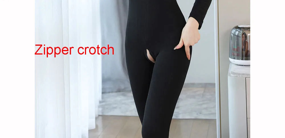 Unisex Winter Fleece Bodystocking Closed Open Crotch Bodysuit Tights Hot Sexy Thermal Leotard Conjoined Lingerie Pyjamas Catsuit