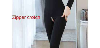 Unisex Winter Fleece Bodystocking Closed Open Crotch Bodysuit Tights Hot Sexy Thermal Leotard Conjoined Lingerie Pyjamas Catsuit