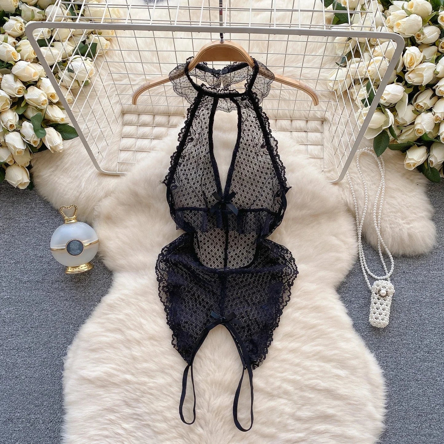 Cute Sweet Trend Cartoon Printed Jumpsuit Half High Collar Sleeveless Slim Fit Lingerie Bodycon Bodysuit Rompers Pajama Catsuits