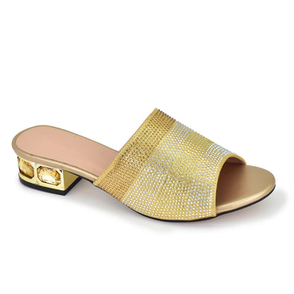 Latest Shoes Women Luxury Rhinestone Crystal Pumps 2024 New Fashion Slippers Sandals Party Low Heels Elegant Italian Women Shoes