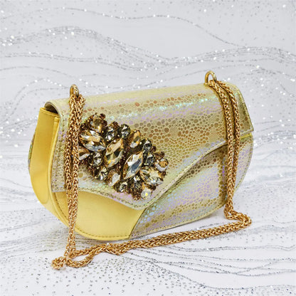 Elegant Orange Color 2025 Rhinestone High-Heels Shoes & Handbag Set – Luxury Wedding & Party Accessories
