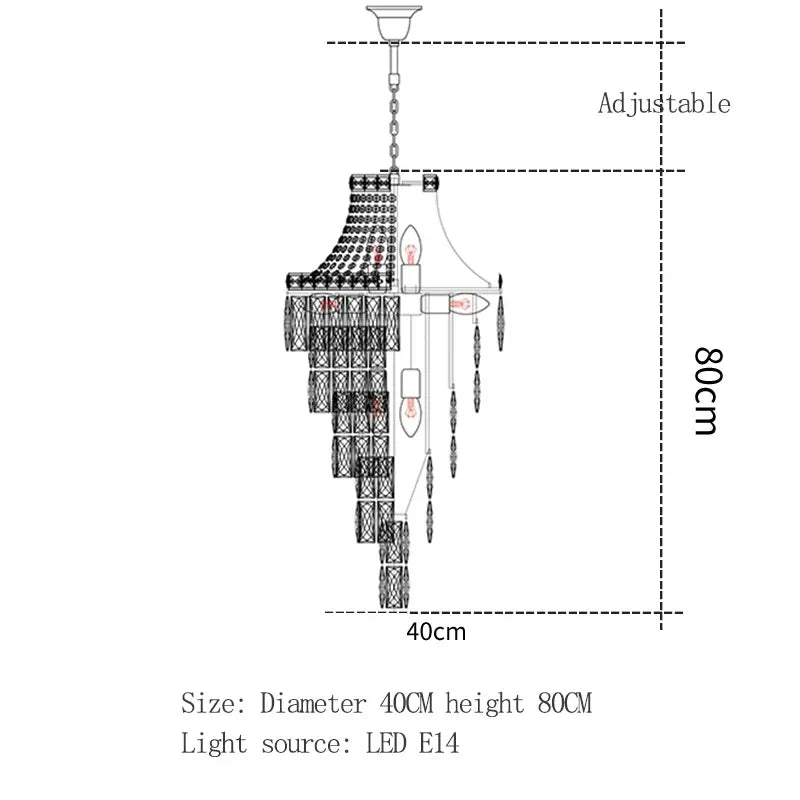 Large Ceiling Long Crystal Chandelier Hotel Lobby Living Room Luxurious Multi Story Staircase Light Golden Stainless Steel Light