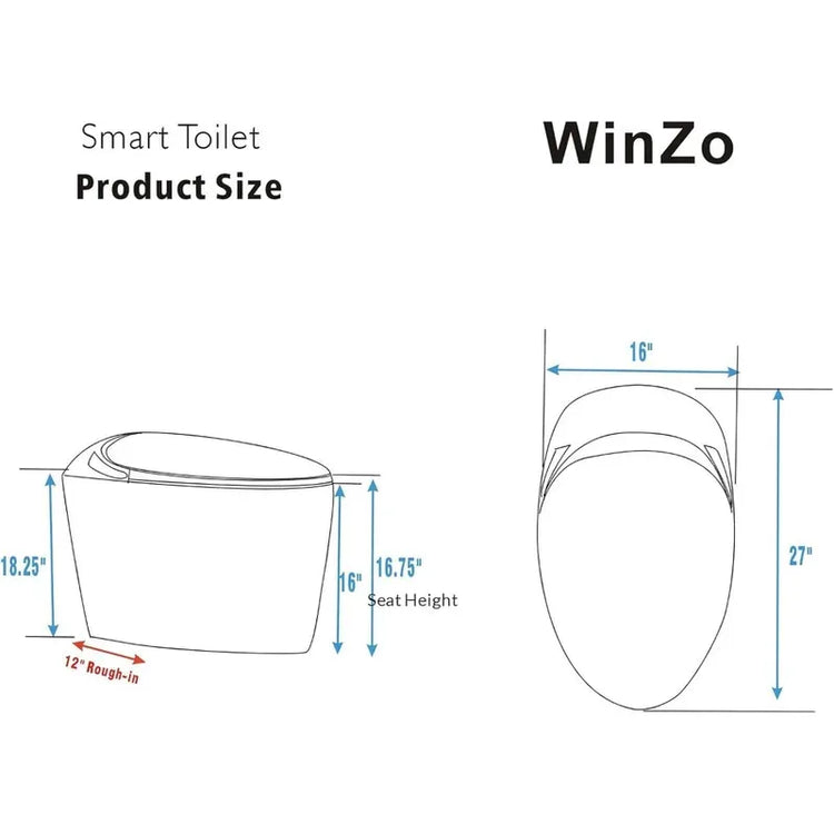 Luxury Smart Toilet With Bidet Seat, Elongated Egg Shaped Modern Design, Auto Open Auto Flush, Adjusted Heated Seat, Warm Water