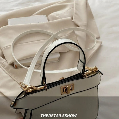 Fashion Embossed Top Handle Bags for Women,Metal Turn Lock Handbag, Adjustable Crossbody Strap,versatile Purse for Daily Outings