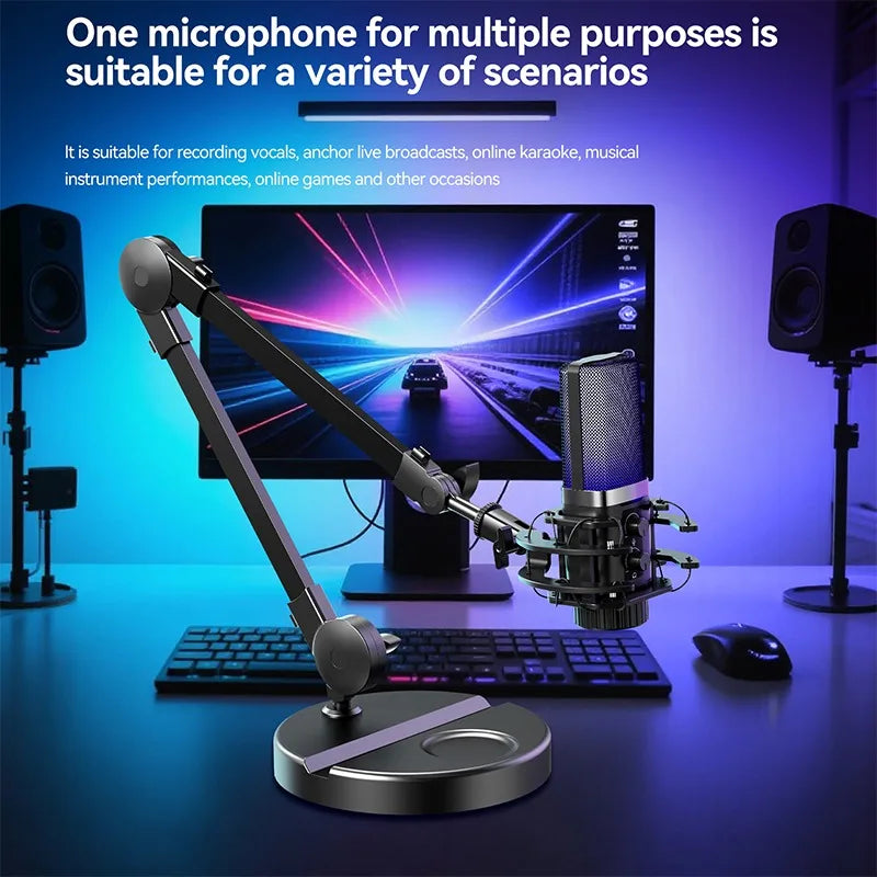 Gaming Microphone Usb Computer Microphone for PC Condenser Podcast Mic for Recording with Headphone Jack, Noise Cancellation