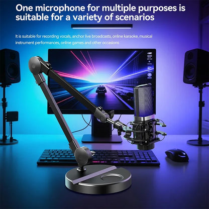 Gaming Microphone Usb Computer Microphone for PC Condenser Podcast Mic for Recording with Headphone Jack, Noise Cancellation