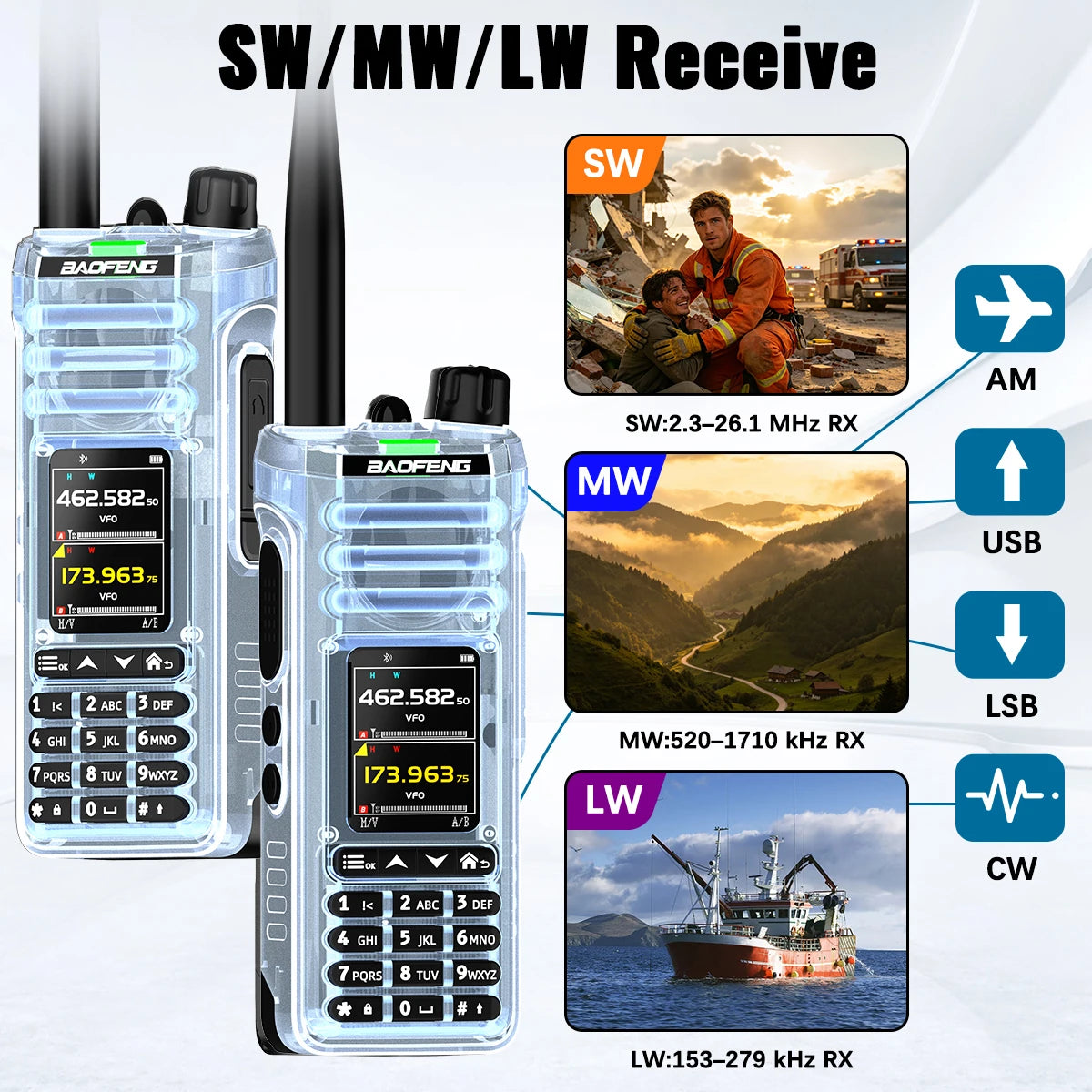 BAOFENG UV‑36 PRO Walkie Talkie 10W High Power Dual Mode Bluetooth Programming Shortwave Receive Two Way Radio FM Handheld Radio