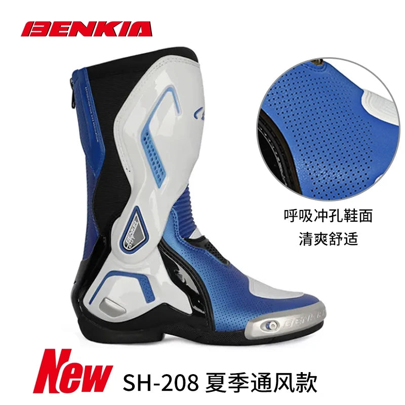 BENKIA Summer Motorcycle Boots CE Certification Professional Track Riding Boots Racing Zapato AntiCollision Off-Road for Rally