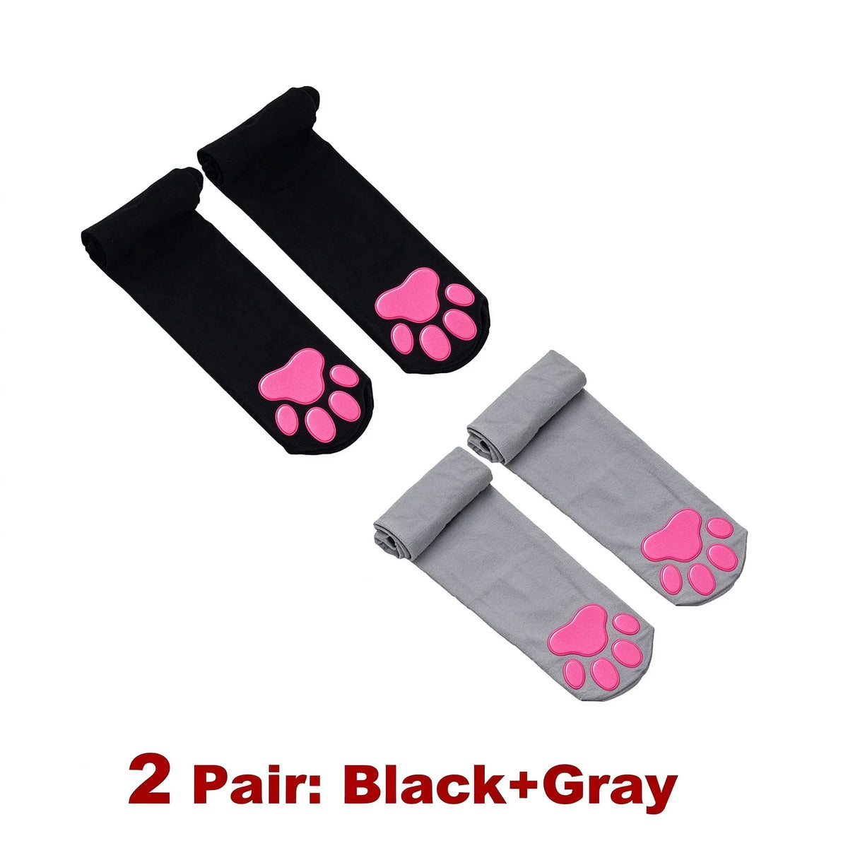 Kawaii 2D Cat Paw Pad Thigh High Socks Puffyed Pawpad Stockings Soft Cat Claw Socks for Women Cat Cosplay Over The Knee Stocking