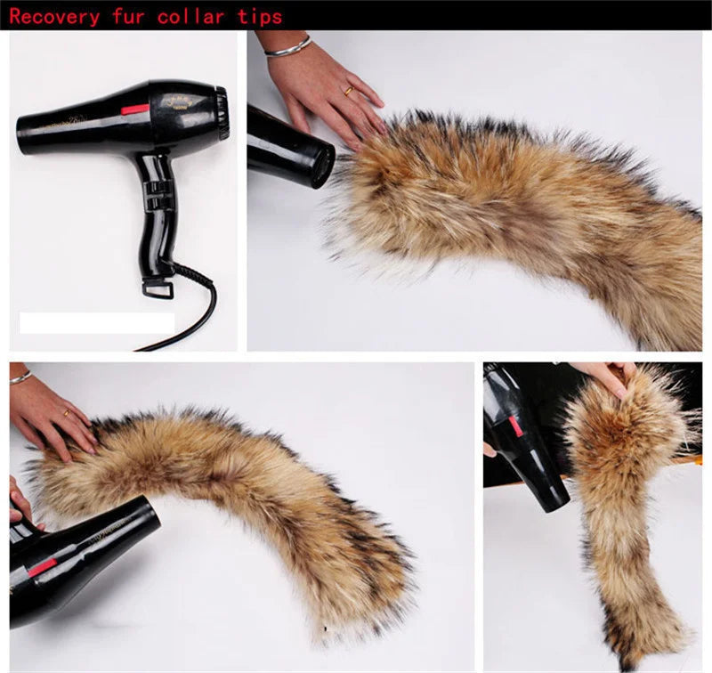 Winter Real Fox Fur Collar Woman Furry Natural Raccoon Fur Scarf Shawls Luxury Neck Warmer Wraps For Coat Fur Scarves Large Size