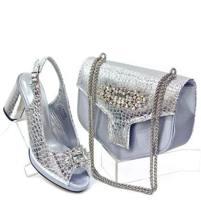 2024 Italian Design Rhinestone-encrusted Ladies Party Shoes And Special Bag High Heels And Dual Purpose Bag Women's Shoes