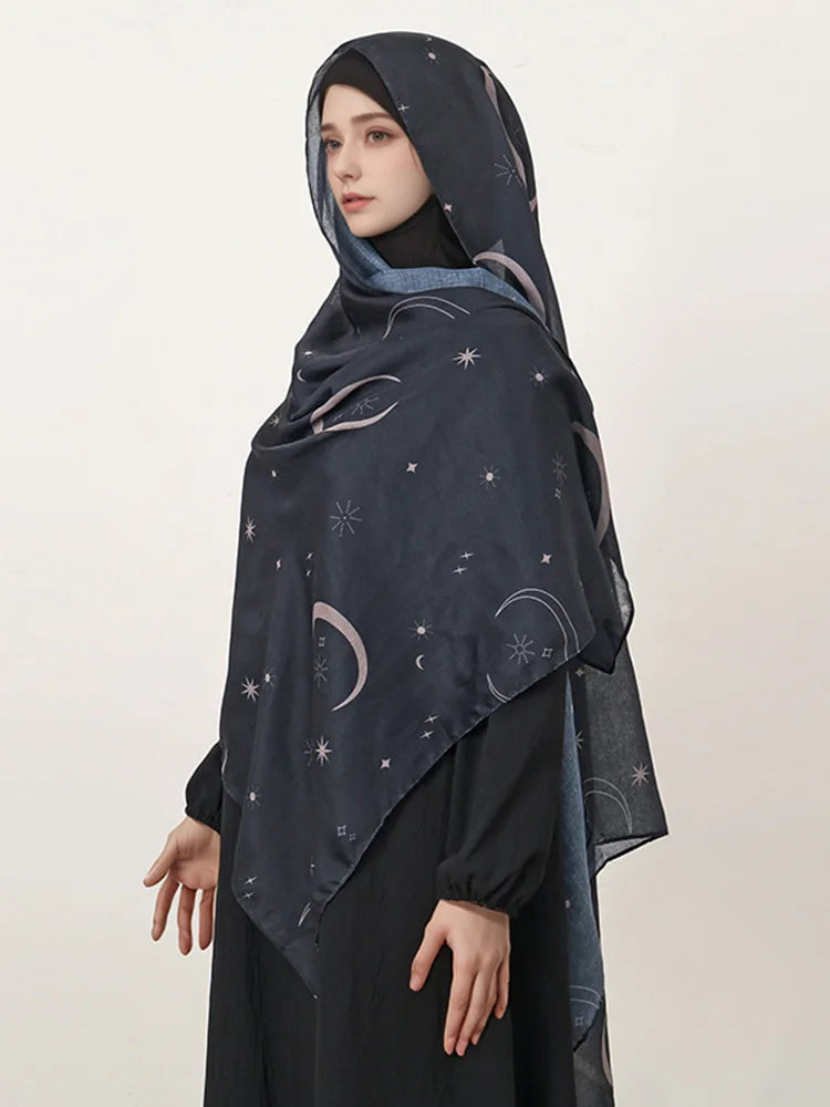 1Pcs Ramadan Hijab for Women Crocodile Print Bohemian Watercolor Soft Muslim Hijabs Floral Breathable Shawl Wrap Scarf Headscarf