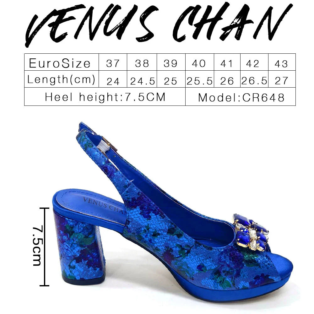Venus Chan Italian Design Shoes and Bags Matching Set 2024 Women High Heel Party Purple Color Nigeria Wedding Bigger Size Shoes