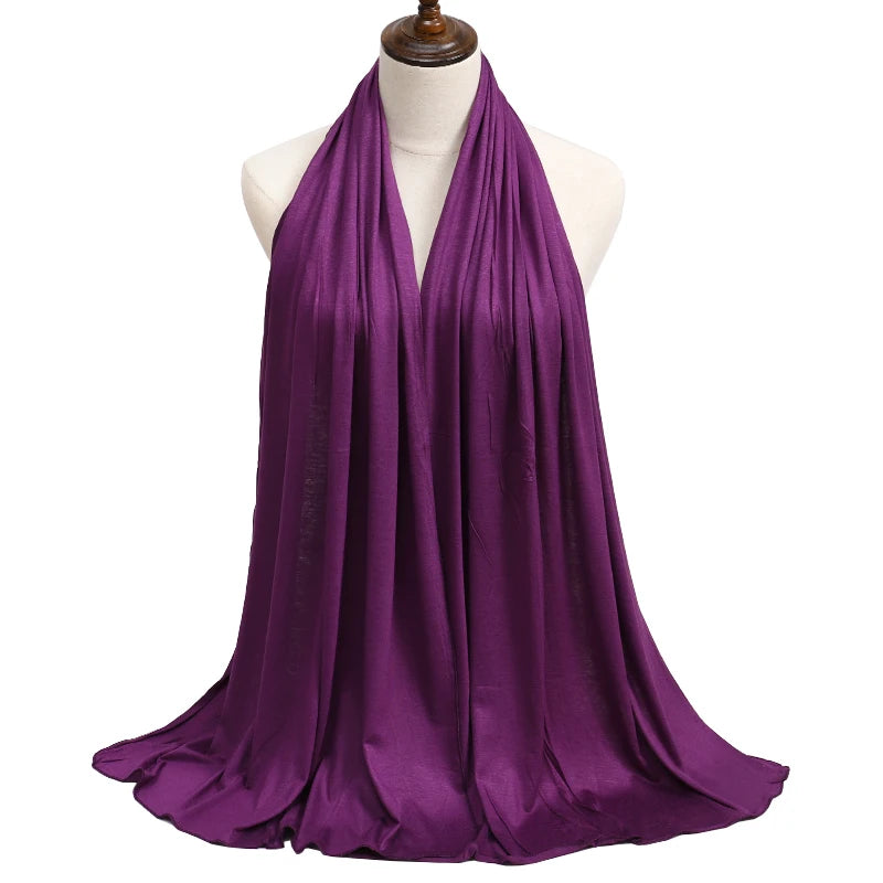 Womens Muslim Ramadan Fashion Modal Cotton Jersey Hijab Womens High Quality Solid Color Soft Hijab Long African Scarf